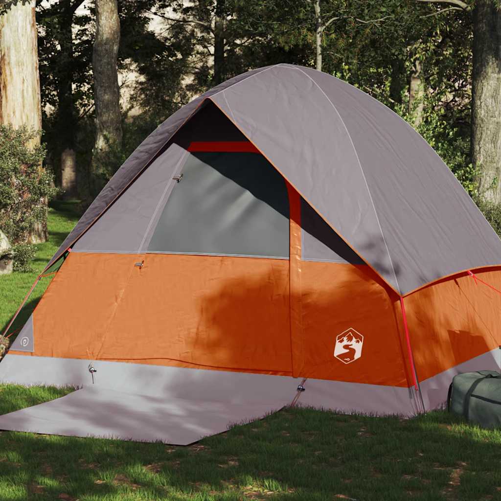 Kuppeltelt For Camping 4 Personer Oransje Vanntett