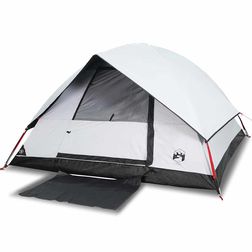 Kuppeltelt For Camping 4 Personer Hvit Blendingsstoff Vanntett