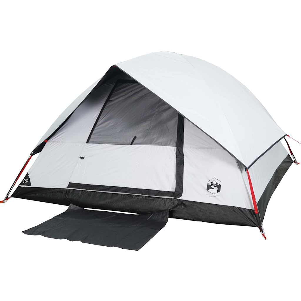 Kuppeltelt For Camping 4 Personer Hvit Blendingsstoff Vanntett