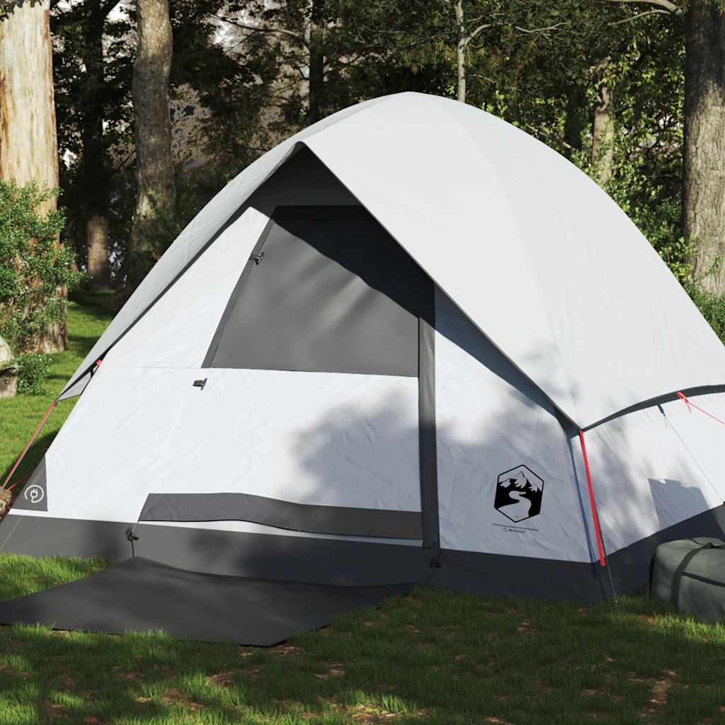 Kuppeltelt For Camping 4 Personer Hvit Blendingsstoff Vanntett