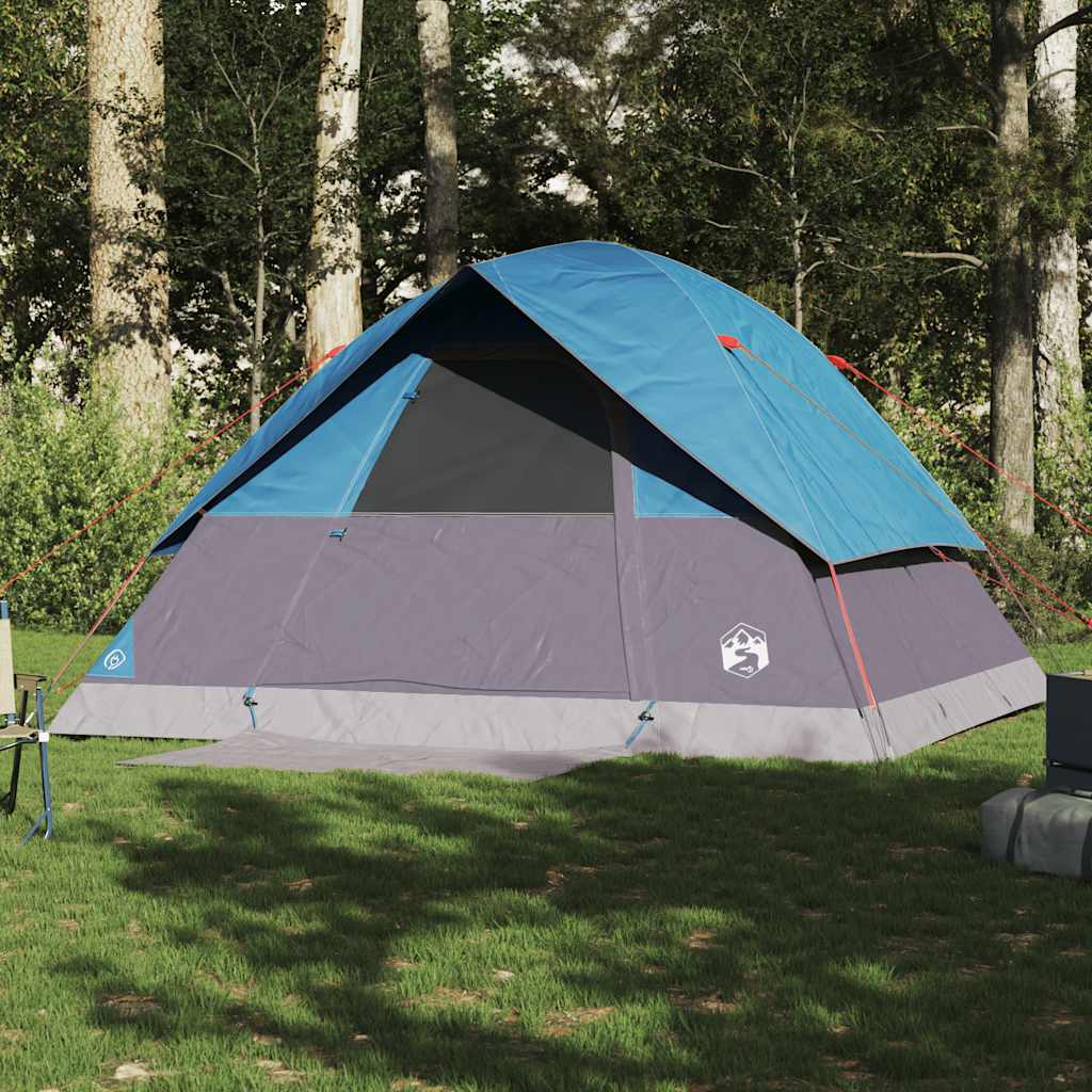 Kuppeltelt For Camping 6 Personer Blå Vanntett