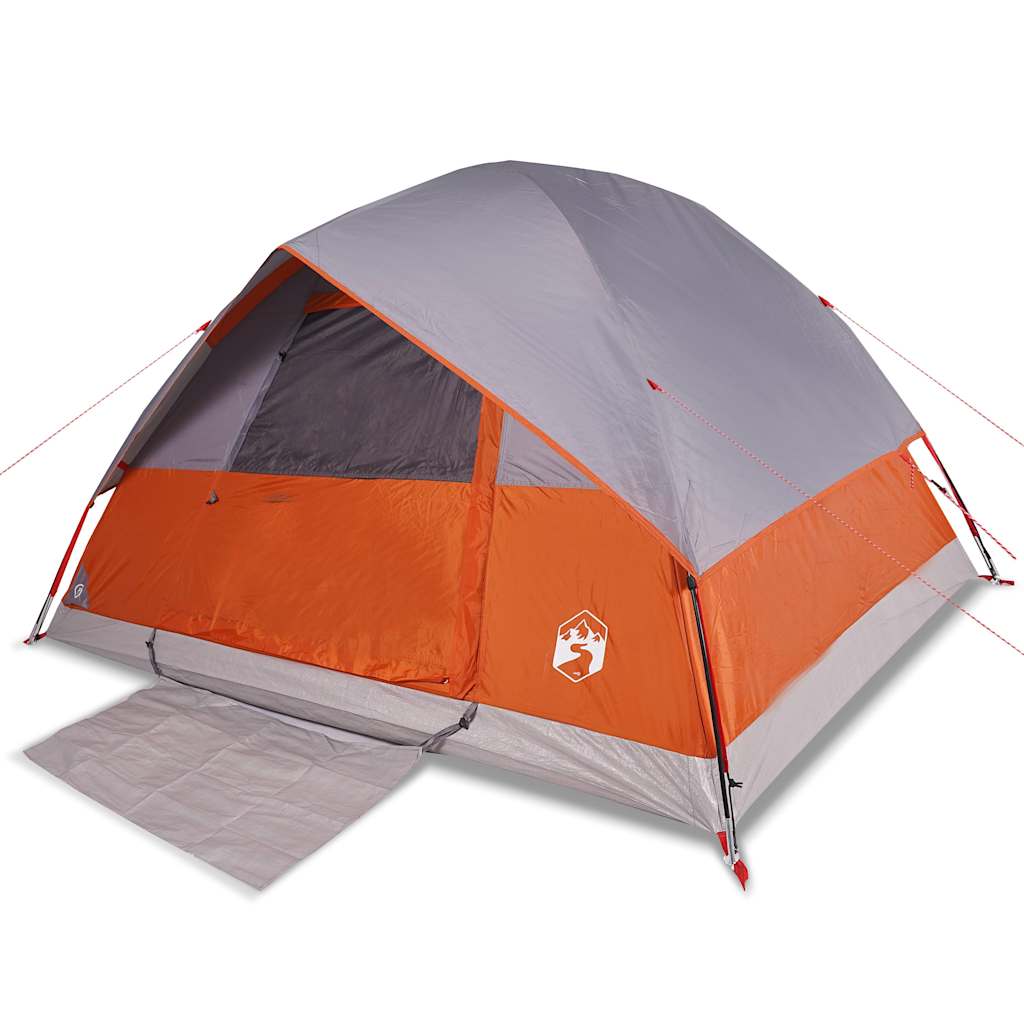 Kuppeltelt For Camping 6 Personer Oransje Vanntett