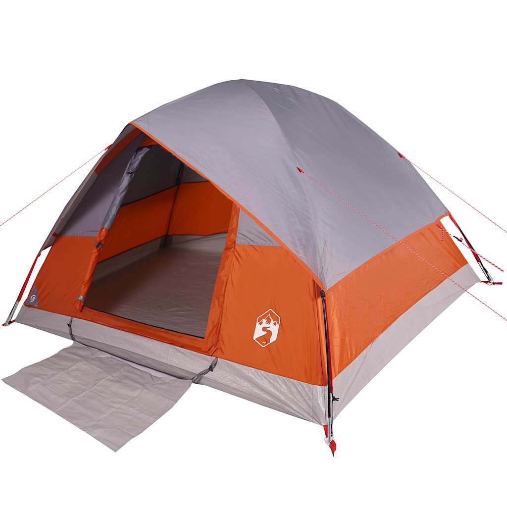 Kuppeltelt For Camping 6 Personer Oransje Vanntett