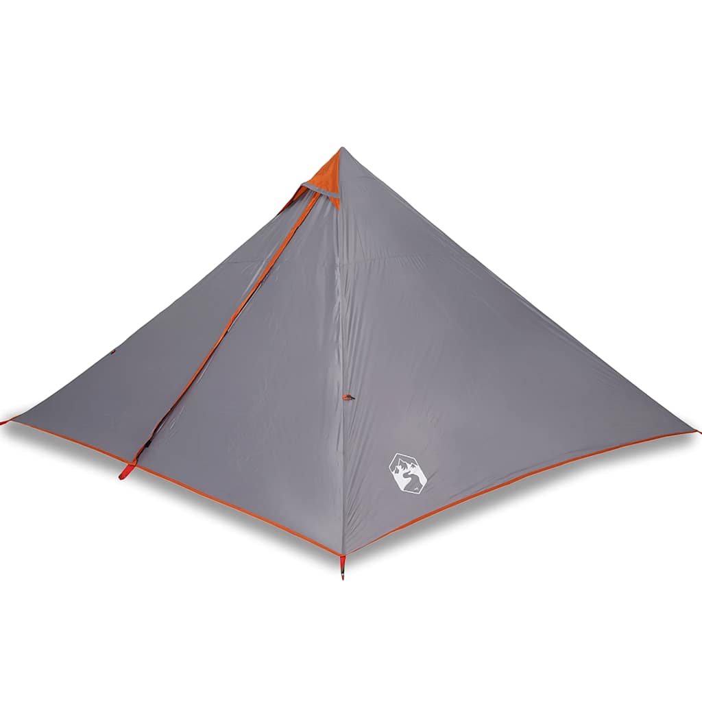 Familietelt Tipi For 7 Personer Grå Og Oransje Vanntett