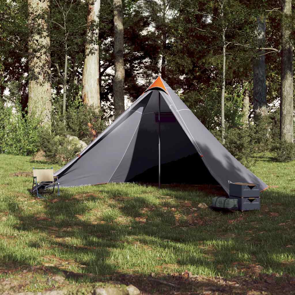 Familietelt Tipi For 7 Personer Grå Og Oransje Vanntett