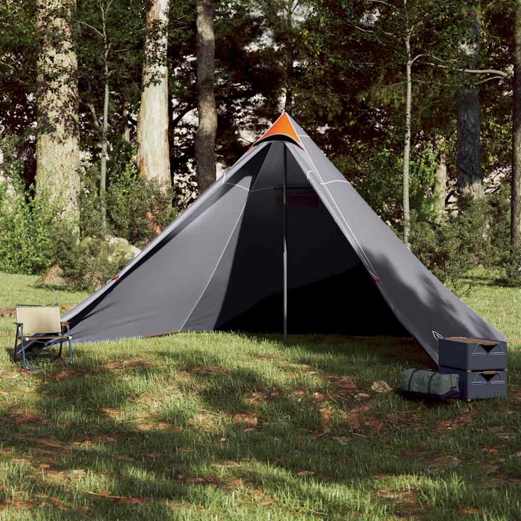 Familietelt Tipi For 7 Personer Grå Og Oransje Vanntett