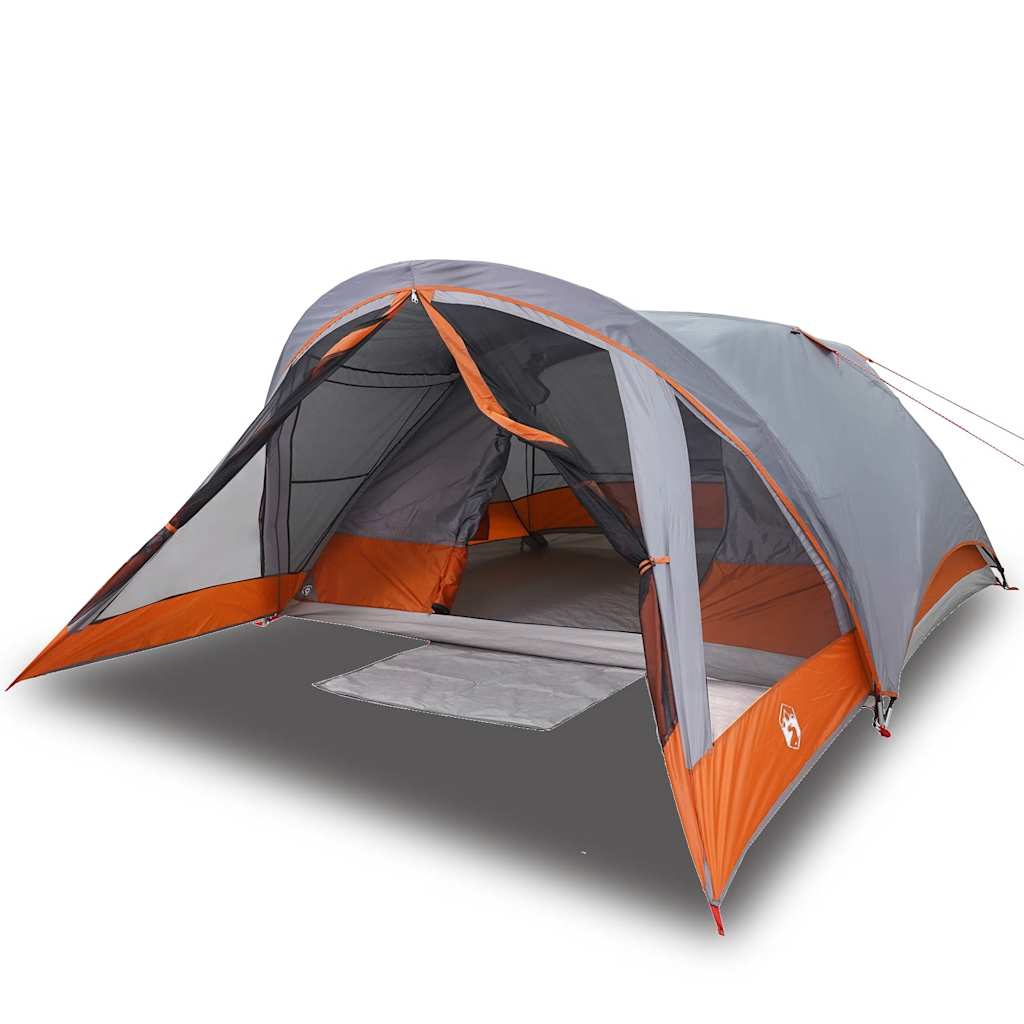 Campingtelt 4 Personer Grå Og Oransje Vanntett