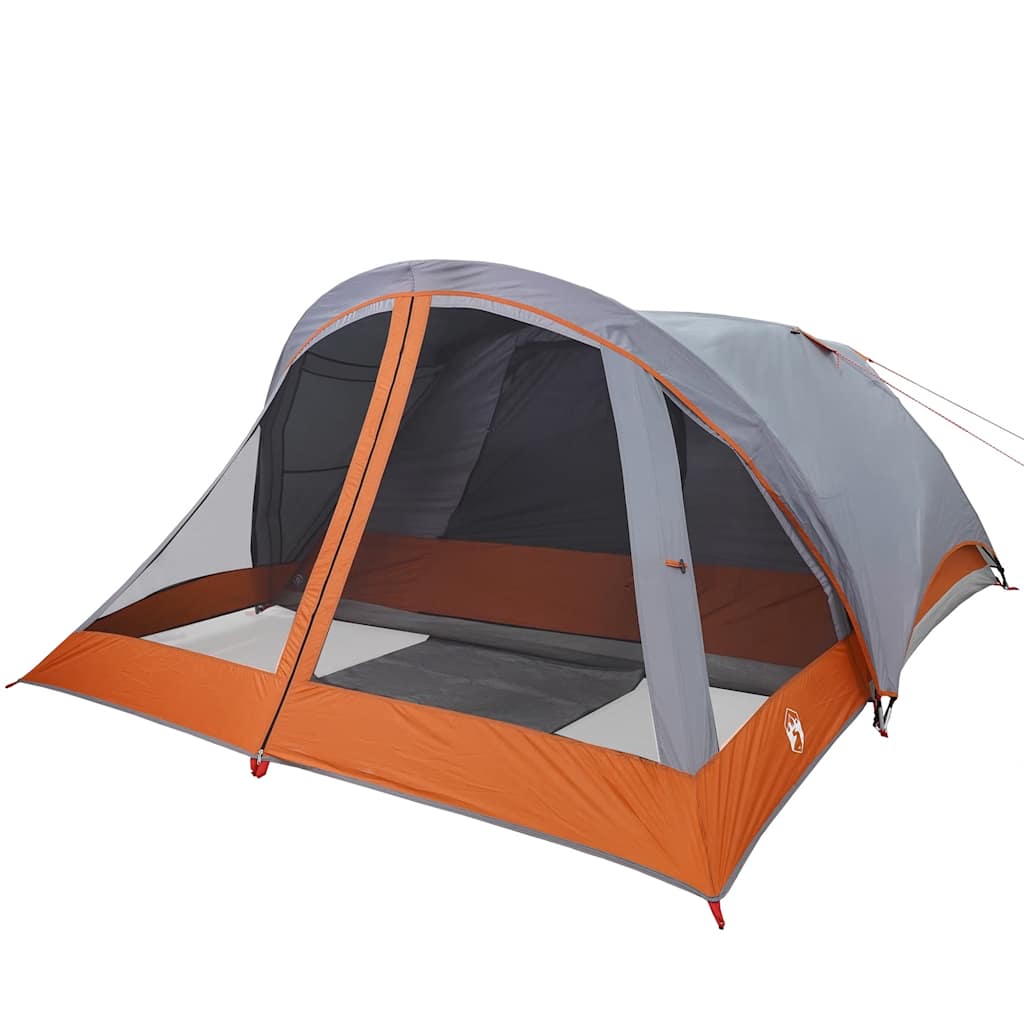 Campingtelt 4 Personer Grå Og Oransje Vanntett