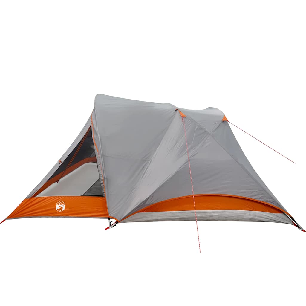 Campingtelt 4 Personer Grå Og Oransje Vanntett