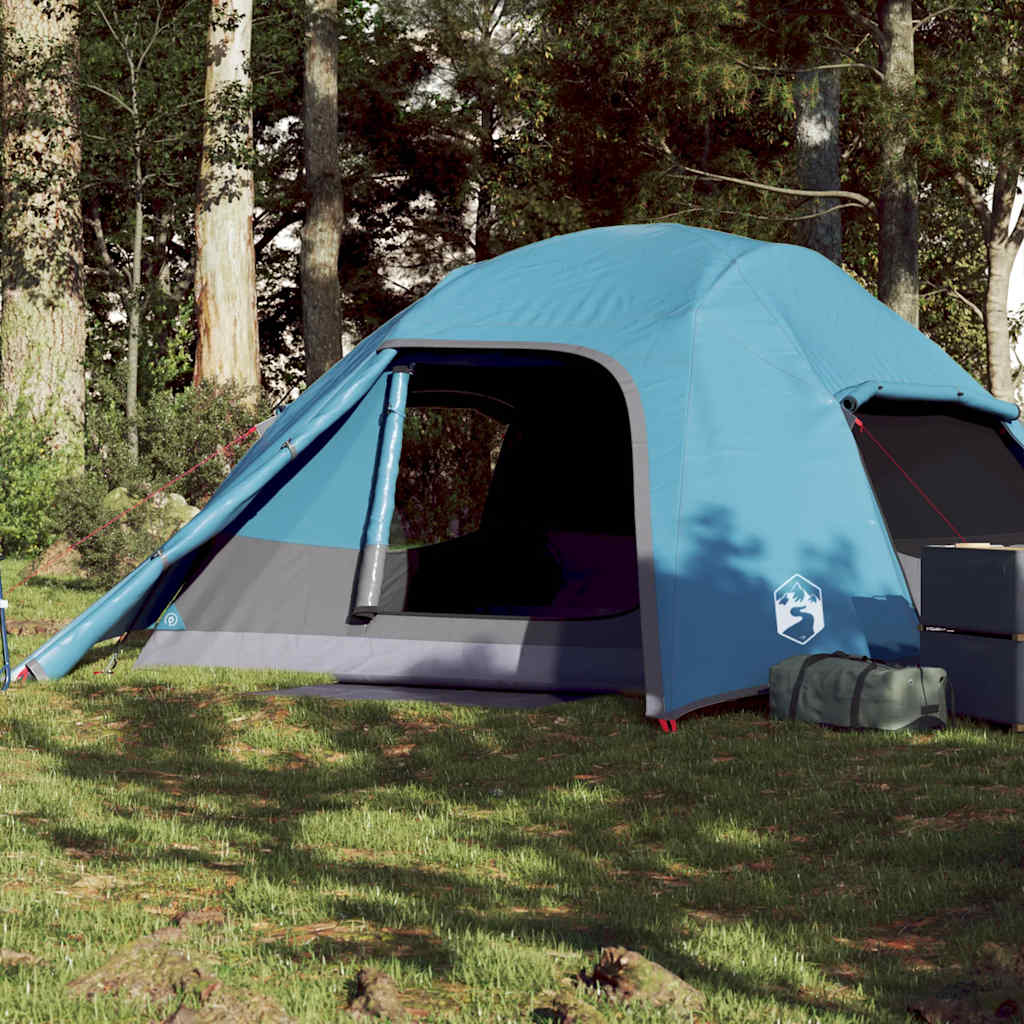 Kuppeltelt For Camping 4 Personer Blå Vanntett