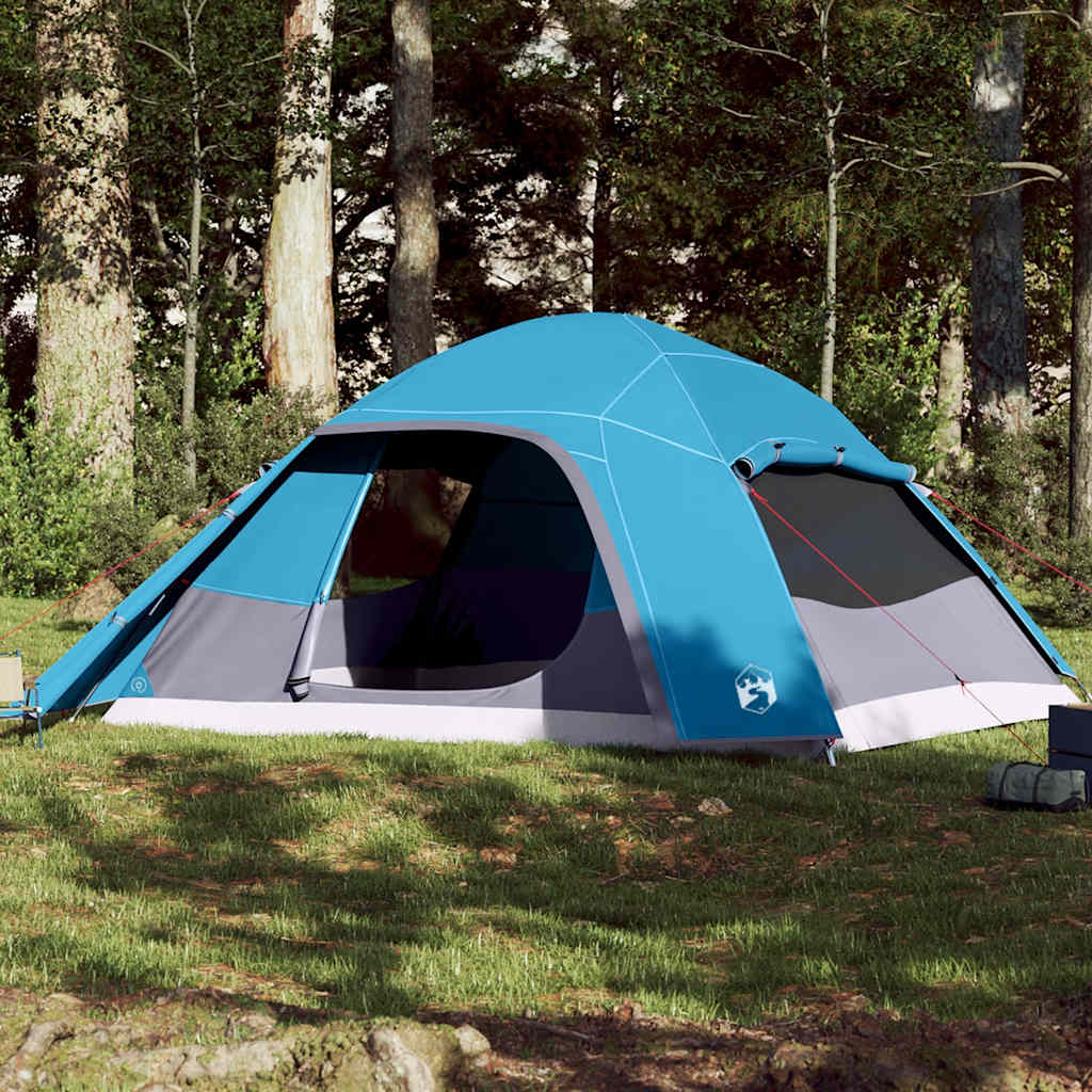 Kuppeltelt For Camping 6 Personer Blå Vanntett