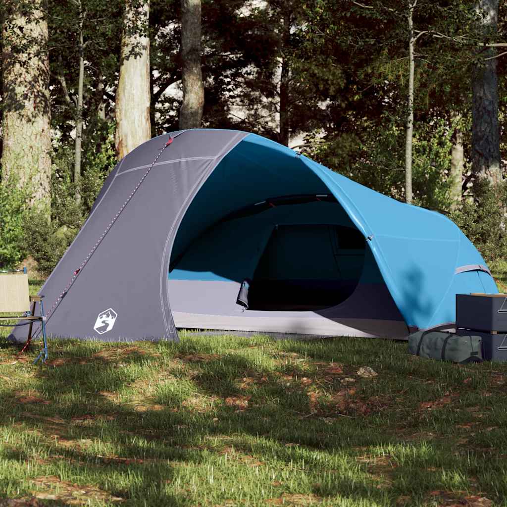 Kuppeltelt For Camping 4 Personer Blå Vanntett