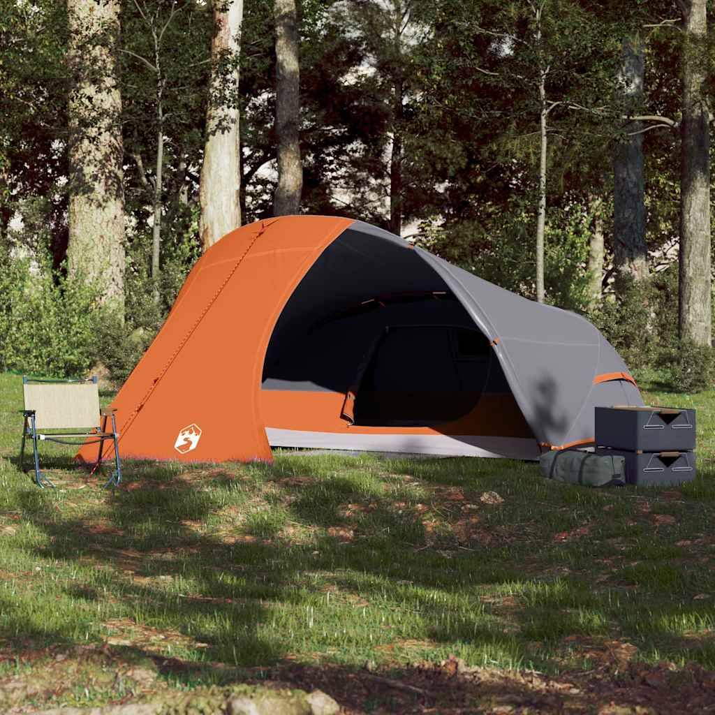 Kuppeltelt For Camping 4 Personer Oransje Vanntett