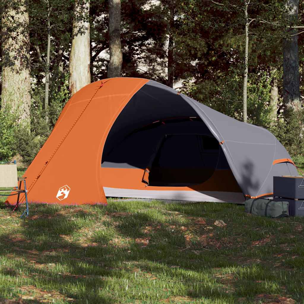 Kuppeltelt For Camping 4 Personer Oransje Vanntett