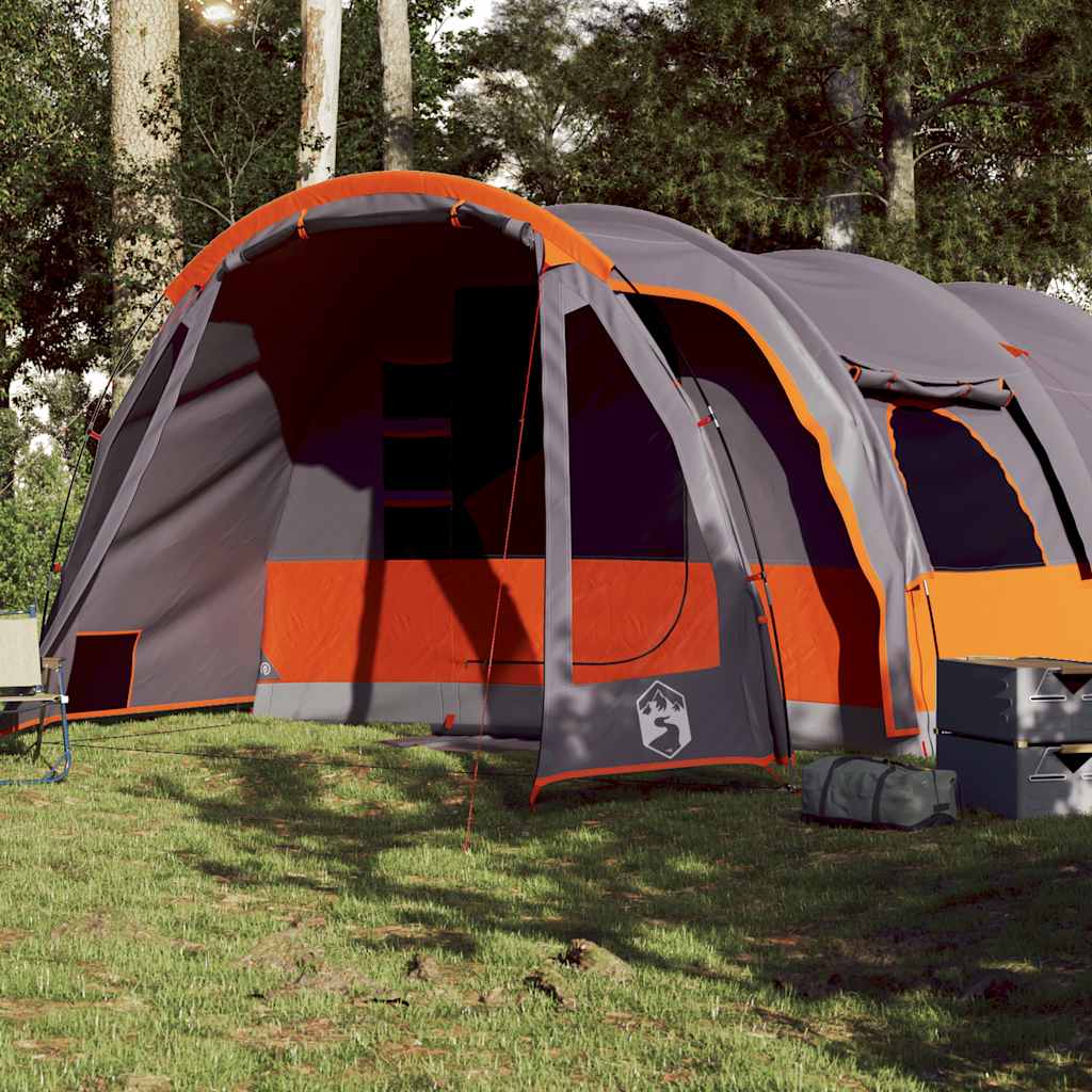 Tunneltelt For Camping 8 Personer Grå Vanntett