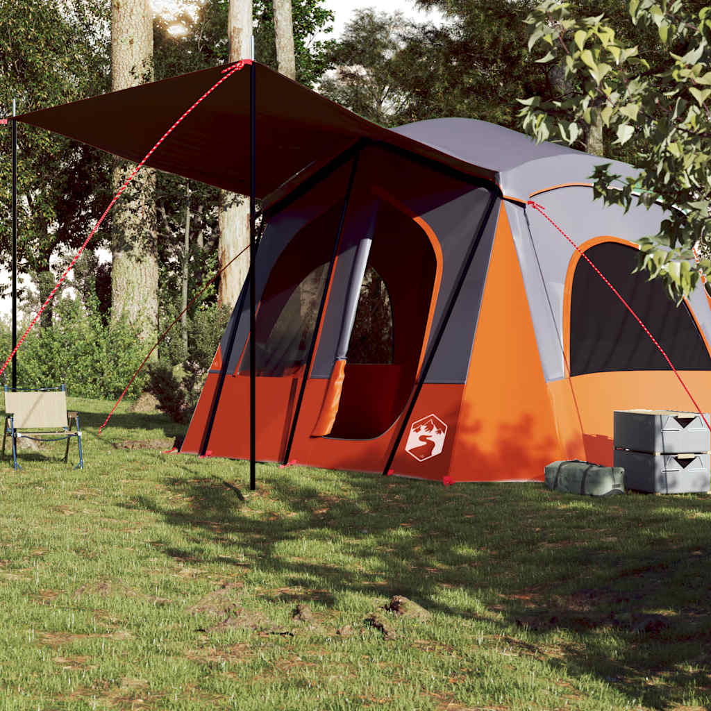 Campingtelt 5 Personer Grå Og Oransje Vanntett