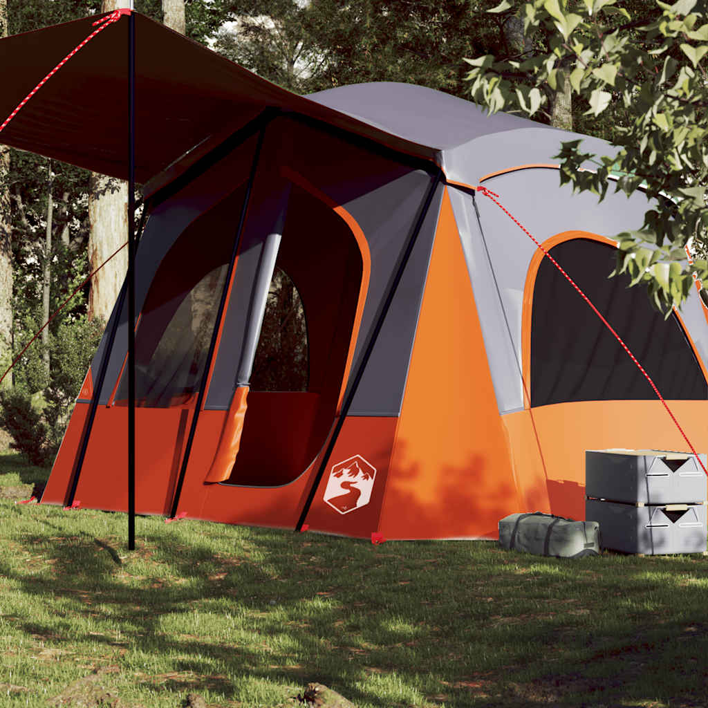 Campingtelt 5 Personer Grå Og Oransje Vanntett