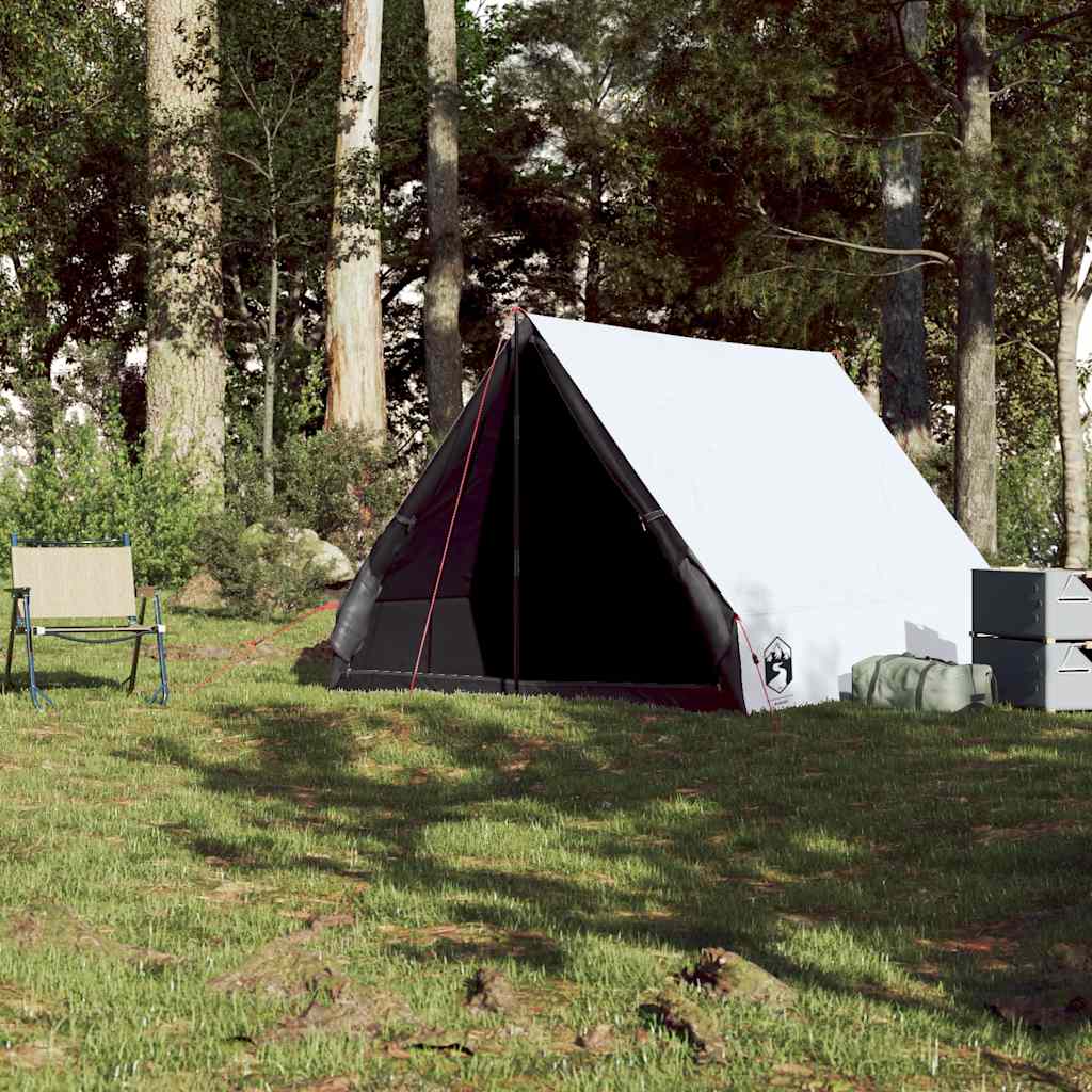 Campingtelt A-Ramme 2 Personer Hvit Blendingsstoff Vanntett