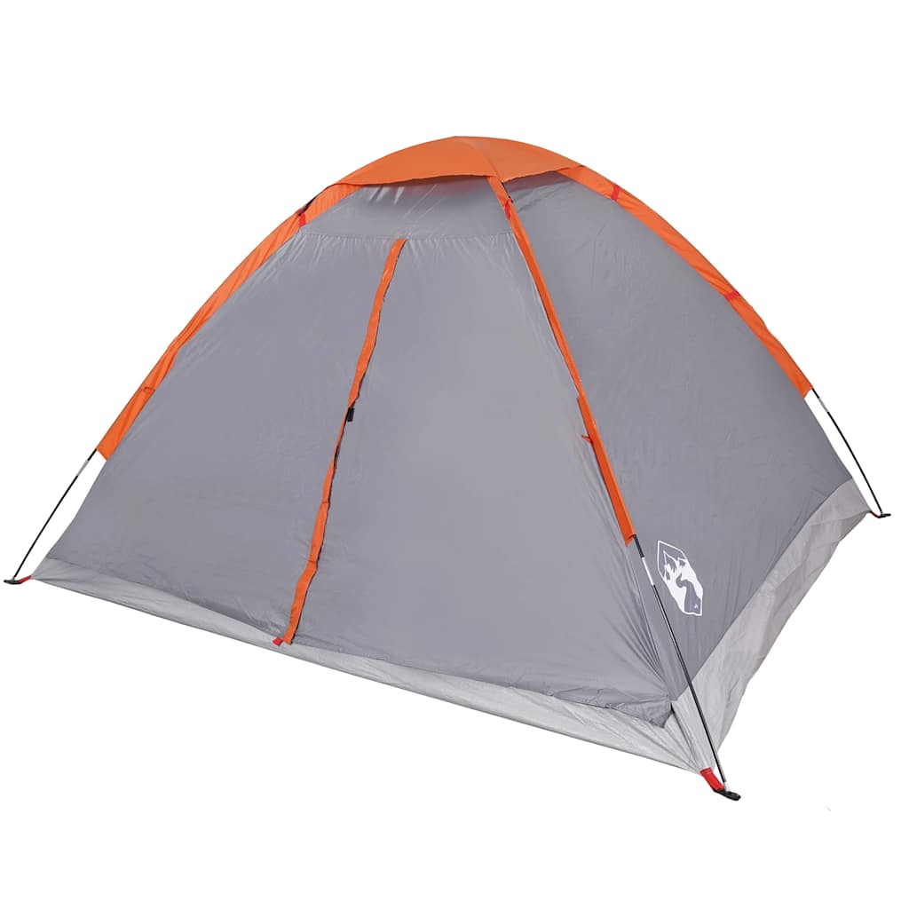 Kuppeltelt For Camping 2 Personer Grå Og Oransje Vanntett
