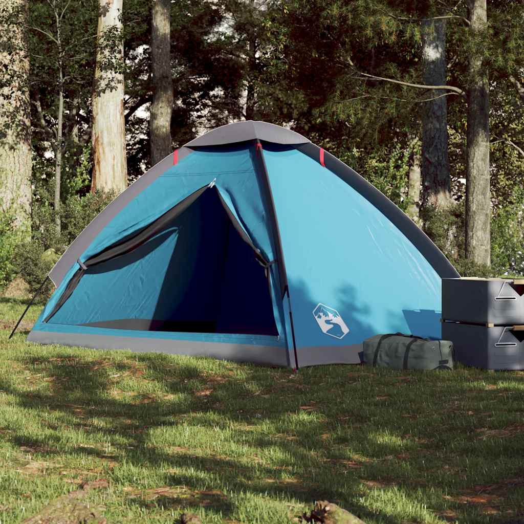 Kuppeltelt For Camping 4 Personer Blå Vanntett