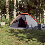 Kuppeltelt For Camping 4 Personer Grå Og Oransje Vanntett
