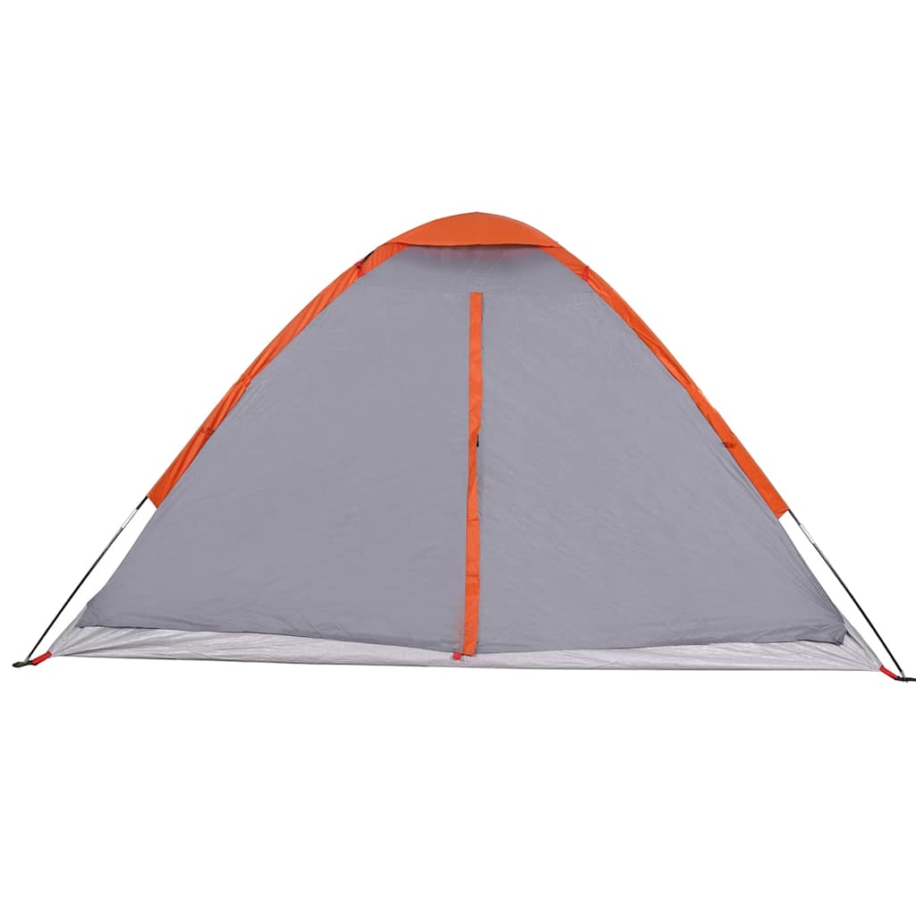 Kuppeltelt For Camping 4 Personer Grå Og Oransje Vanntett