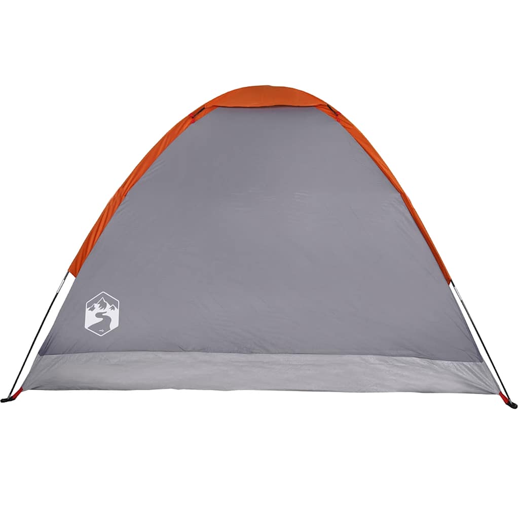 Kuppeltelt For Camping 4 Personer Grå Og Oransje Vanntett