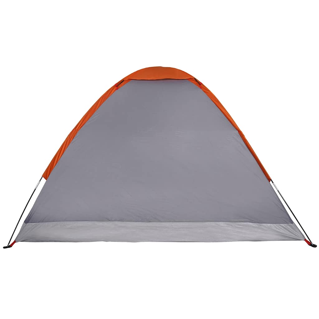 Kuppeltelt For Camping 4 Personer Grå Og Oransje Vanntett