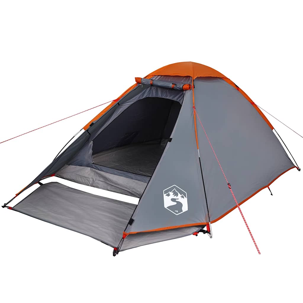 Kuppeltelt For Camping 2 Personer Grå Og Oransje Vanntett