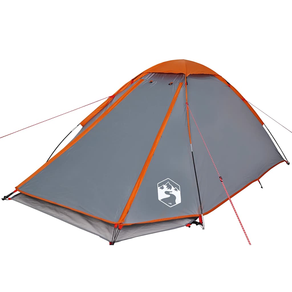 Kuppeltelt For Camping 2 Personer Grå Og Oransje Vanntett