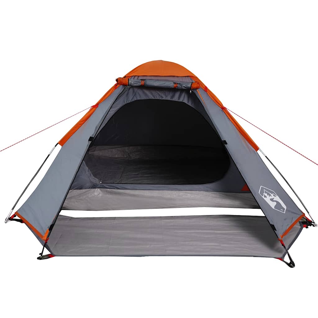 Kuppeltelt For Camping 2 Personer Grå Og Oransje Vanntett