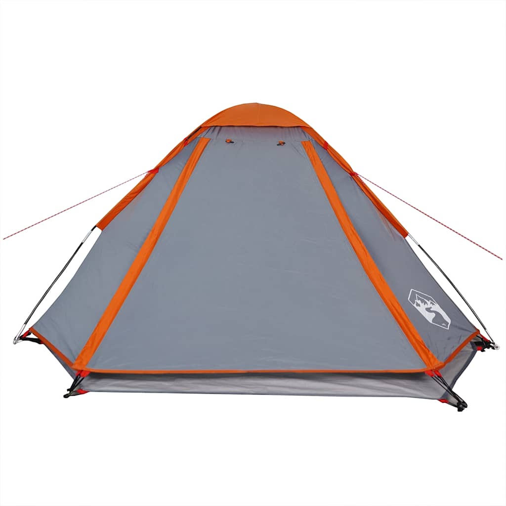 Kuppeltelt For Camping 2 Personer Grå Og Oransje Vanntett