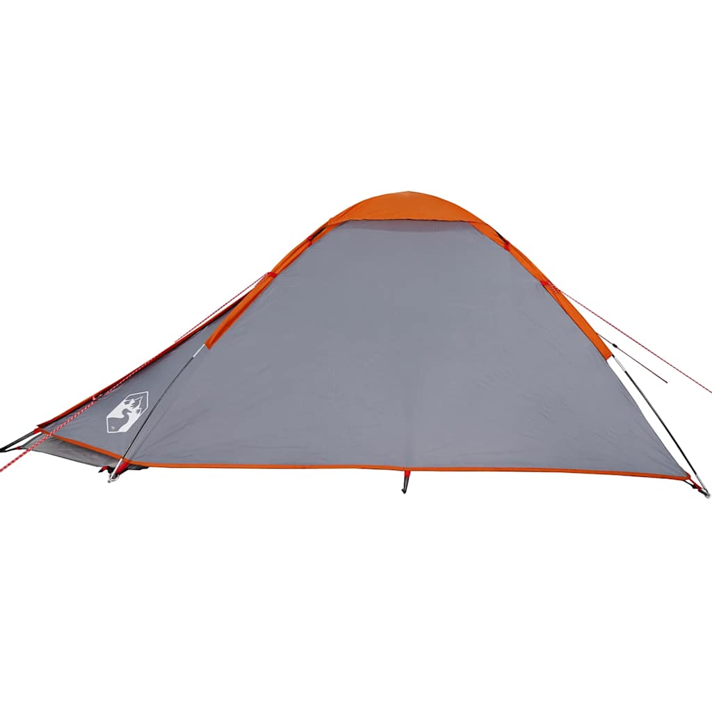 Kuppeltelt For Camping 2 Personer Grå Og Oransje Vanntett