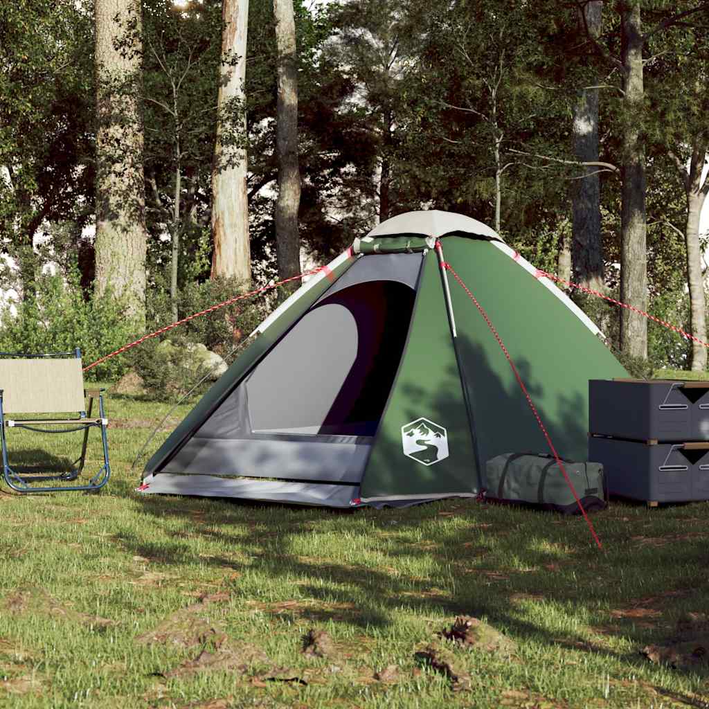 Kuppeltelt For Camping 4 Personer Grønn Vanntett