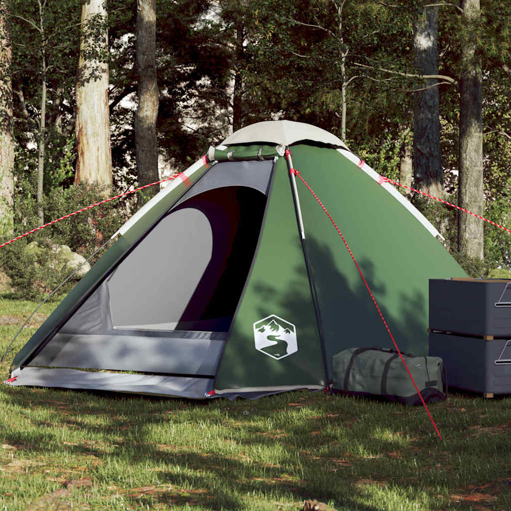 Kuppeltelt For Camping 4 Personer Grønn Vanntett