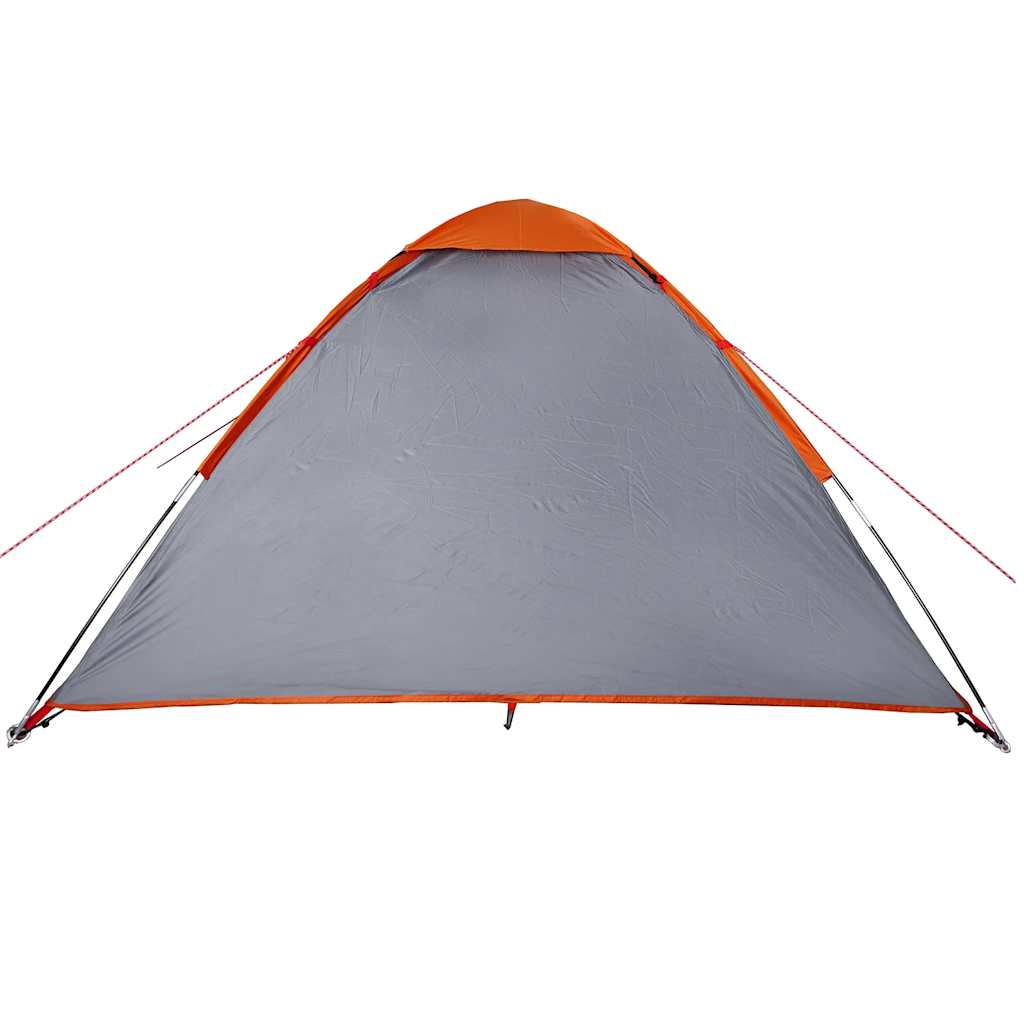 Kuppeltelt For Camping 4 Personer Grå Og Oransje Vanntett