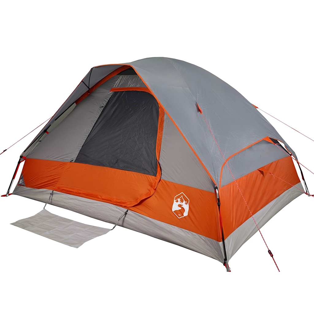 Kuppeltelt For Camping 2 Personer Grå Og Oransje Vanntett