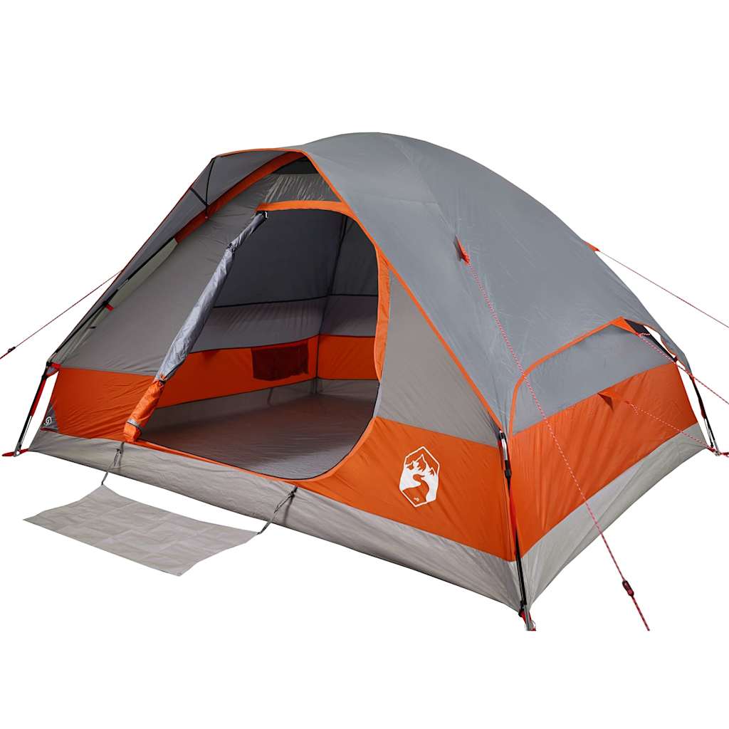 Kuppeltelt For Camping 2 Personer Grå Og Oransje Vanntett