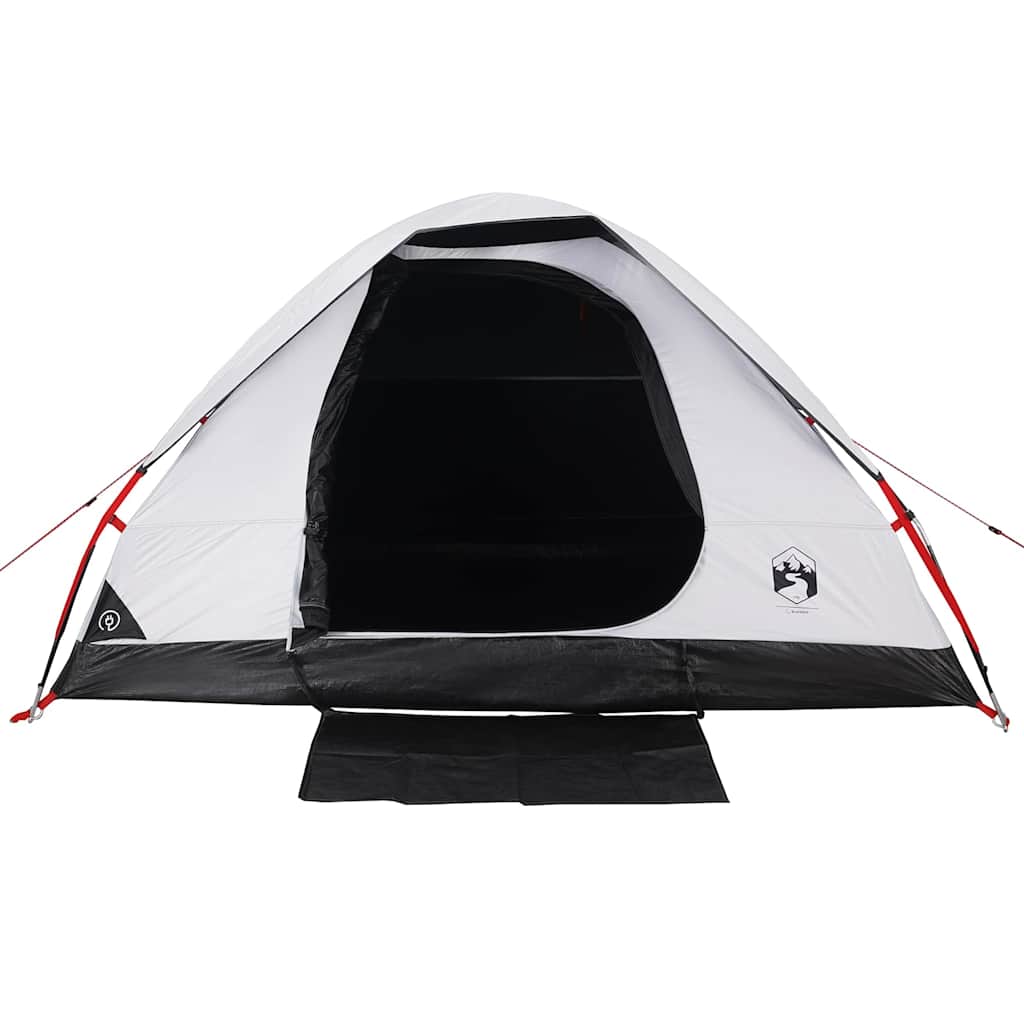 Kuppeltelt For Camping 2 Personer Hvit Blendingsstoff Vanntett