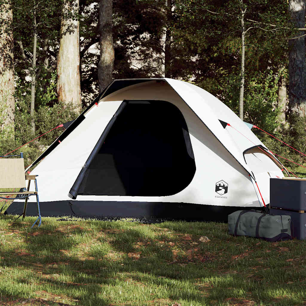 Kuppeltelt For Camping 2 Personer Hvit Blendingsstoff Vanntett