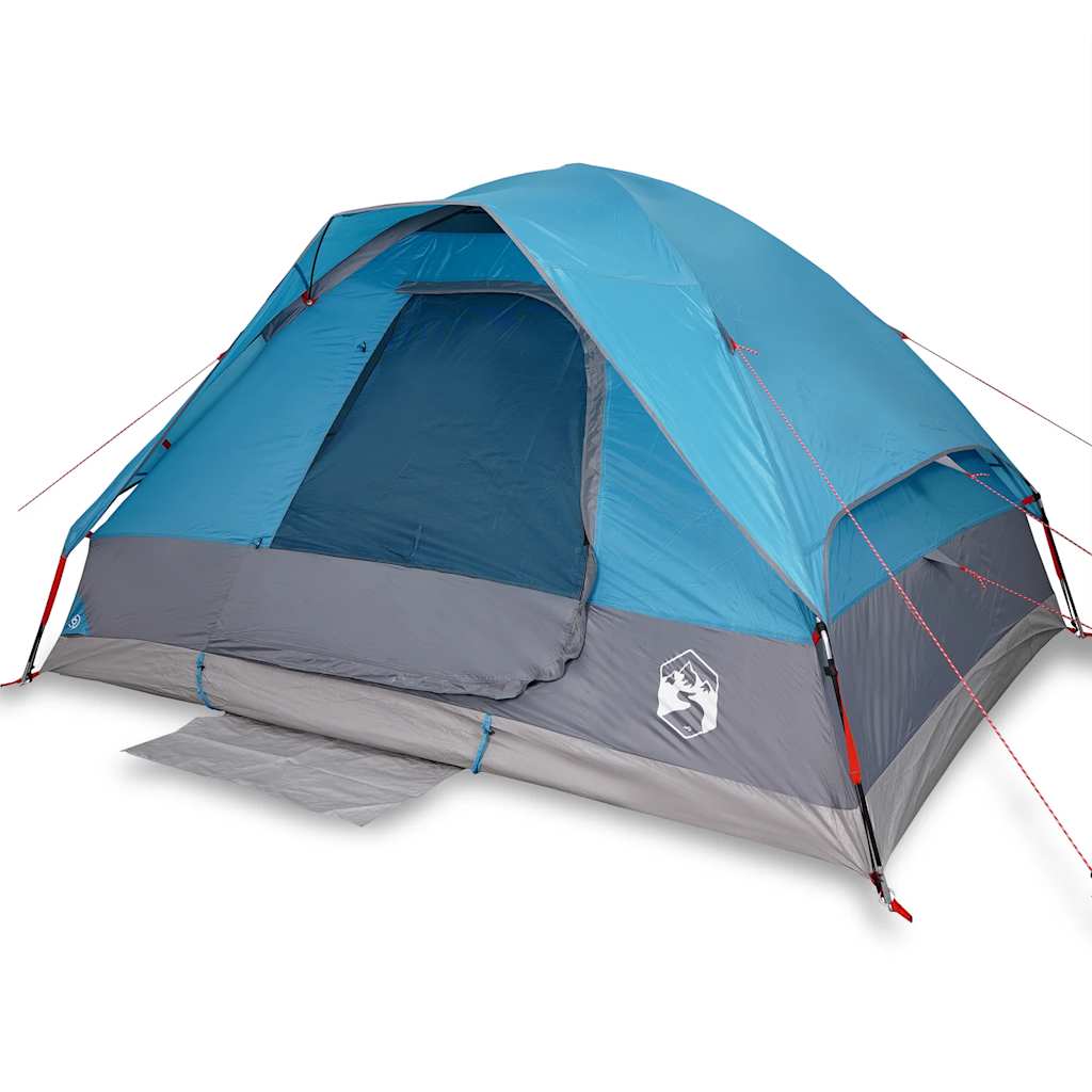 Kuppeltelt For Camping 4 Personer Blå Vanntett