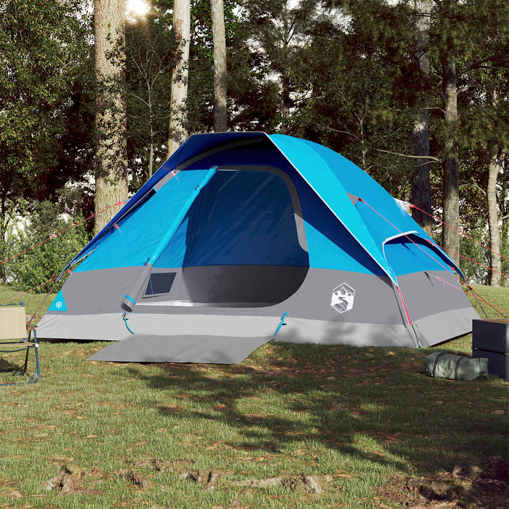 Kuppeltelt For Camping 4 Personer Blå Vanntett