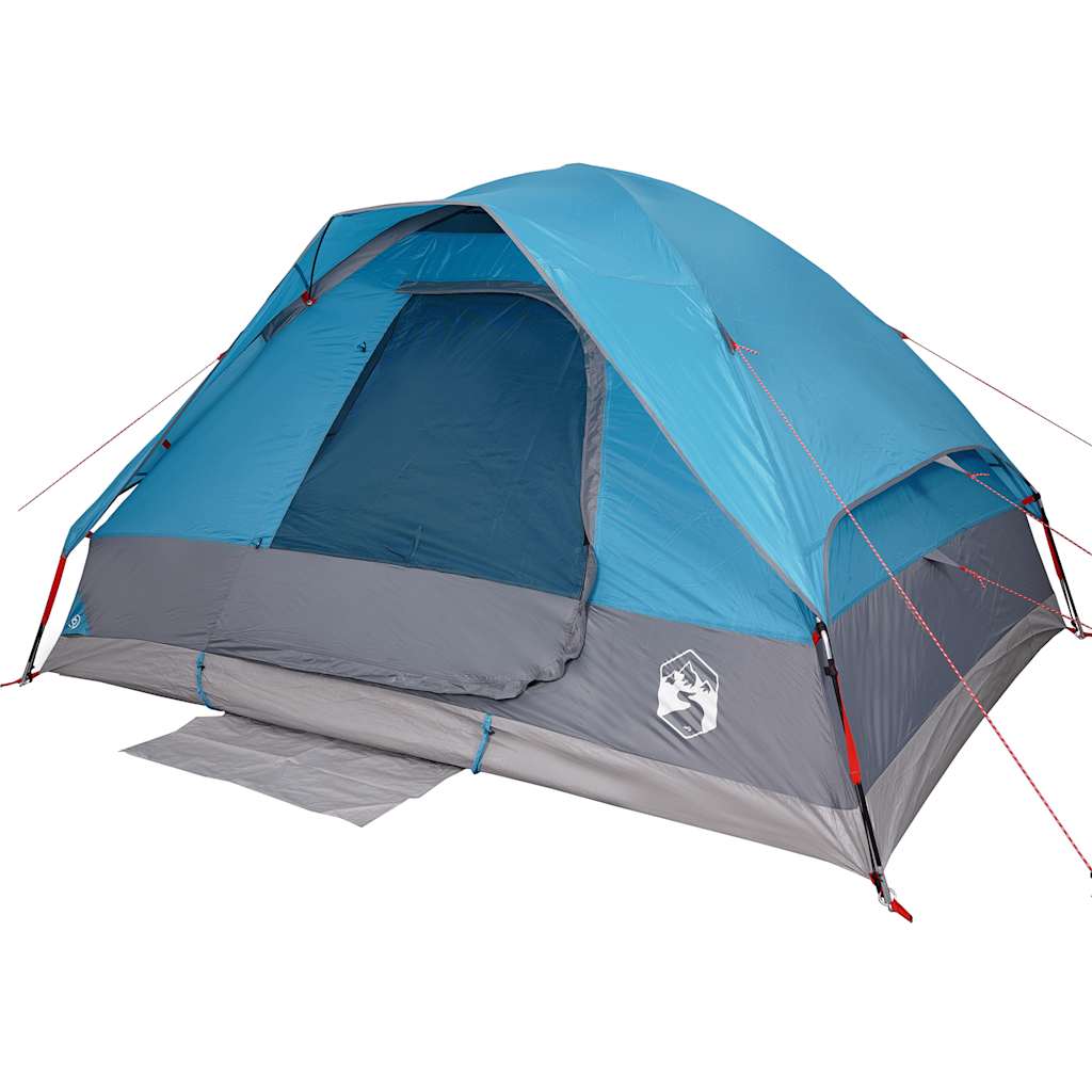 Kuppeltelt For Camping 4 Personer Blå Vanntett