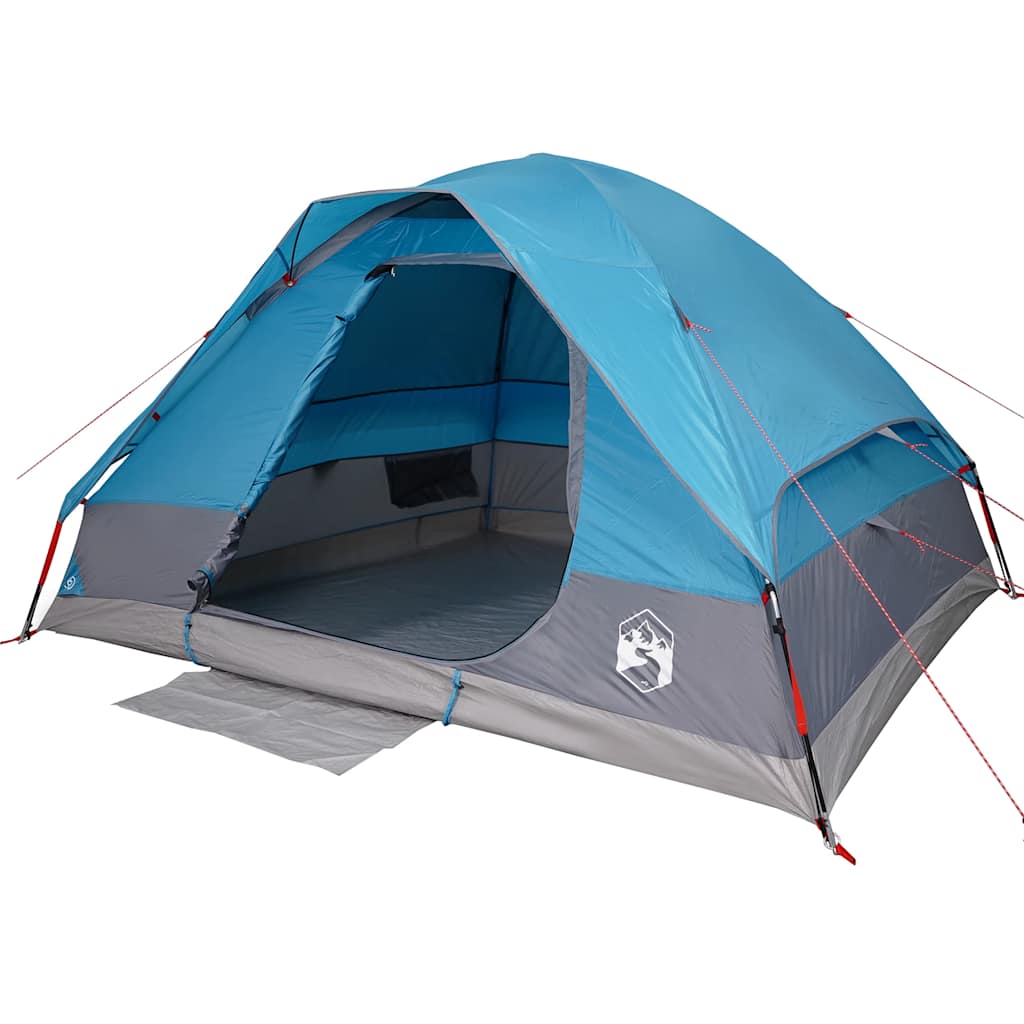 Kuppeltelt For Camping 4 Personer Blå Vanntett