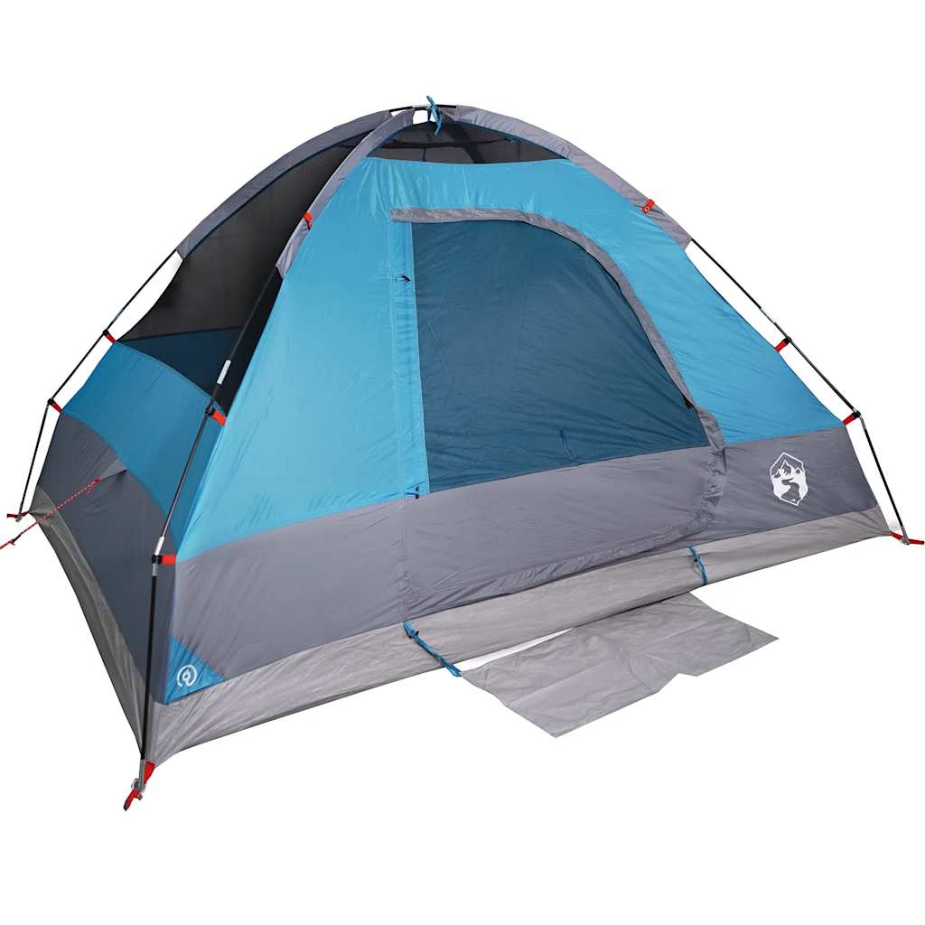 Kuppeltelt For Camping 4 Personer Blå Vanntett
