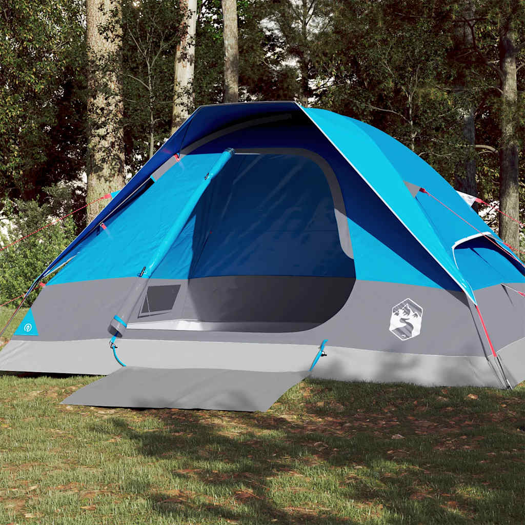 Kuppeltelt For Camping 4 Personer Blå Vanntett