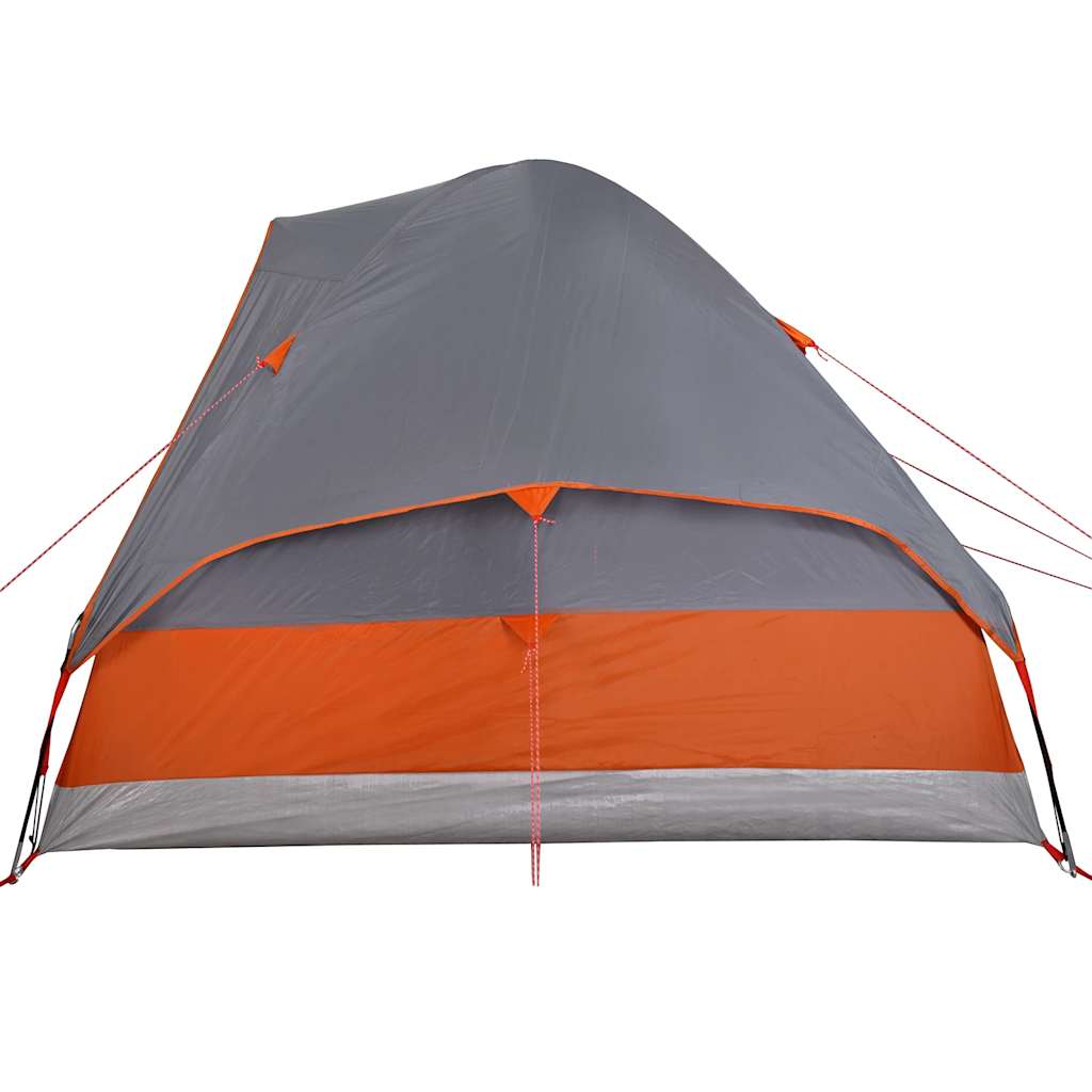 Kuppeltelt For Camping 4 Personer Grå Og Oransje Vanntett