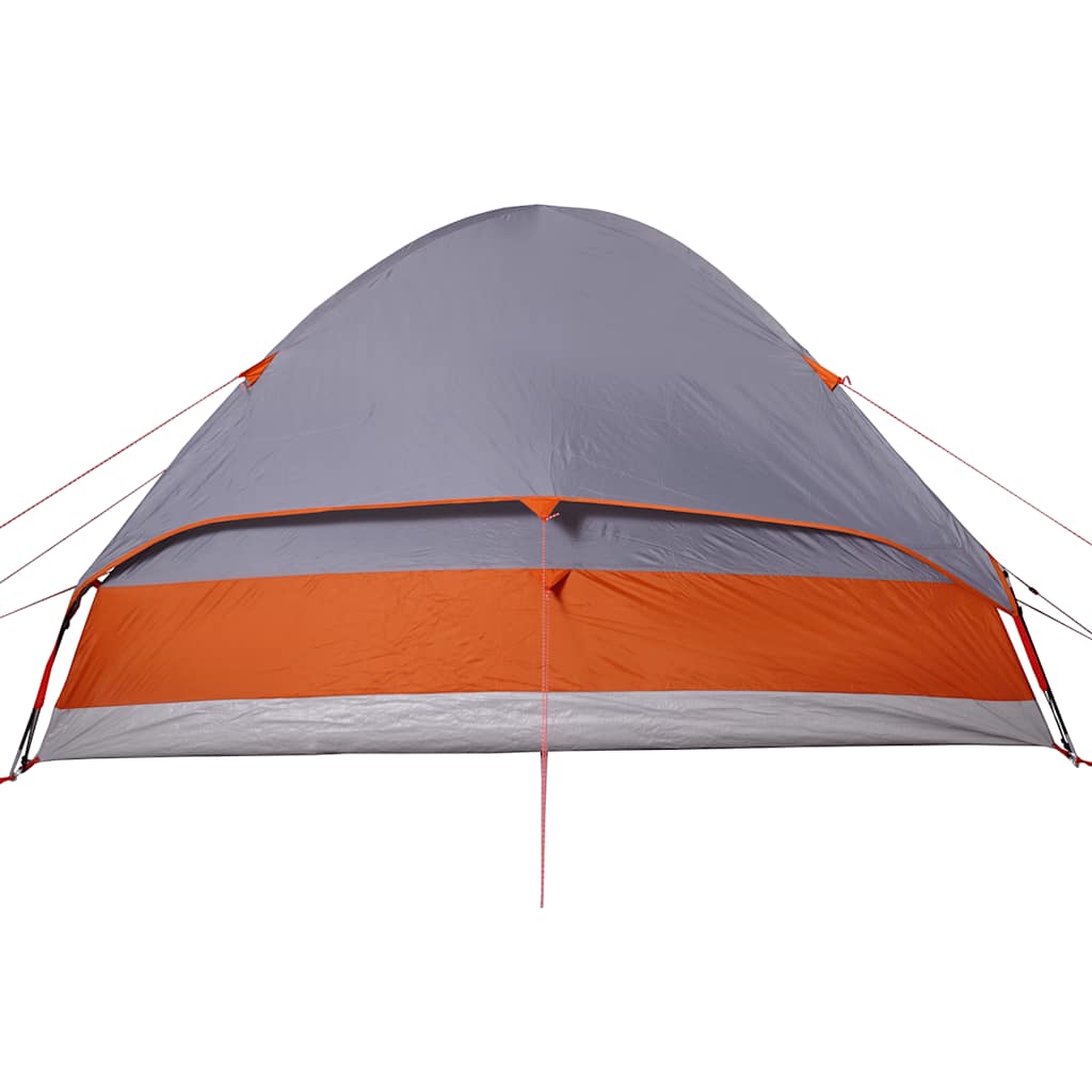 Kuppeltelt For Camping 4 Personer Grå Og Oransje Vanntett
