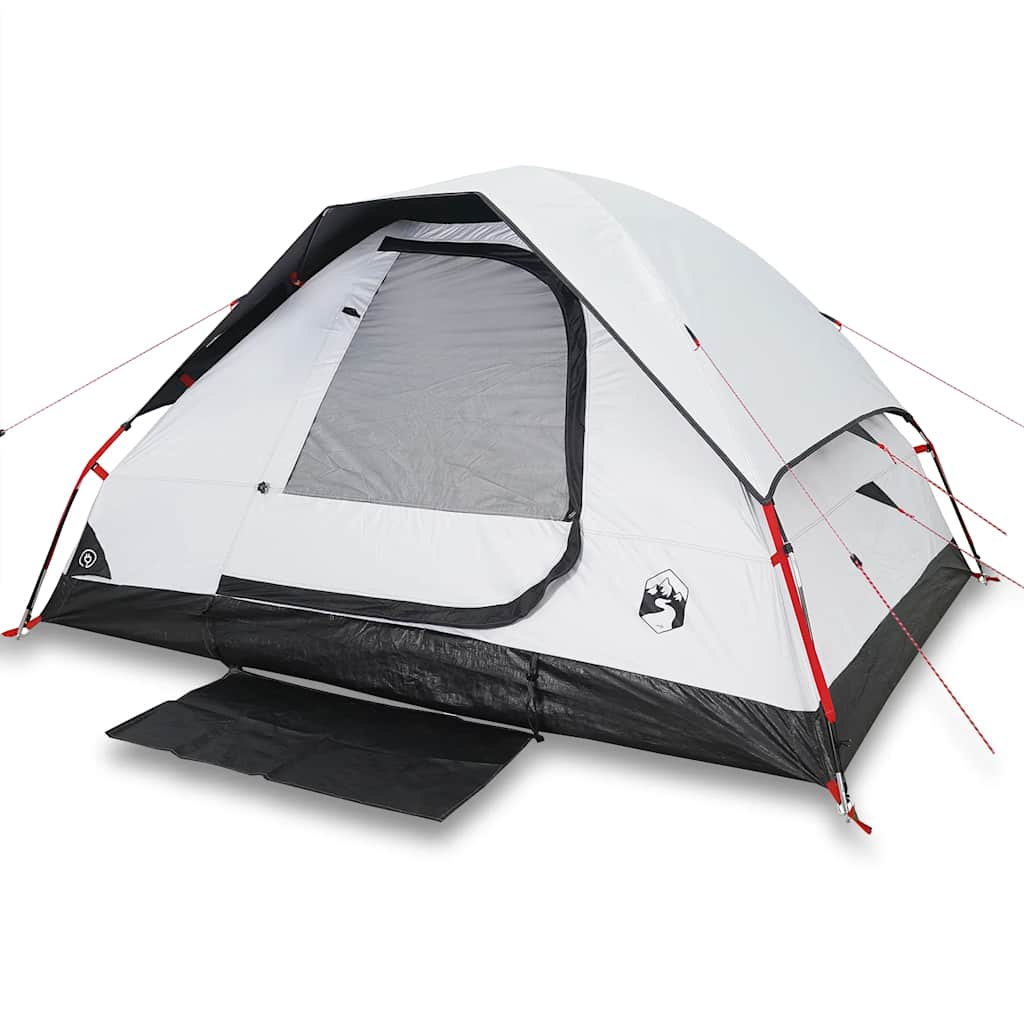 Kuppeltelt For Camping 4 Personer Hvit Blendingsstoff Vanntett