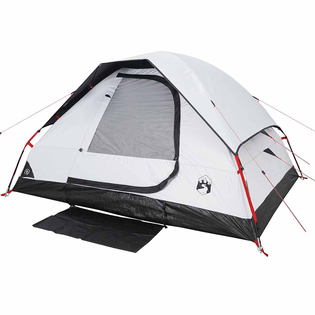 Kuppeltelt For Camping 4 Personer Hvit Blendingsstoff Vanntett
